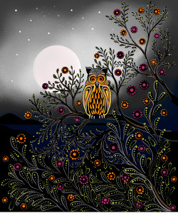 Betty Albert - July Moon - Metallic Panel 36" - Grey Black