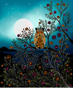 Betty Albert - July Moon - Metallic Panel 36" - Teal Blue