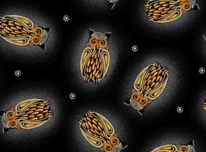 Betty Albert - Allover Owl - Black