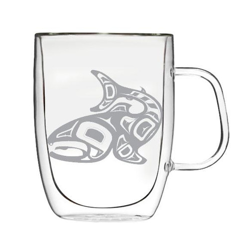 Double Wall Glass Mug -Salmon