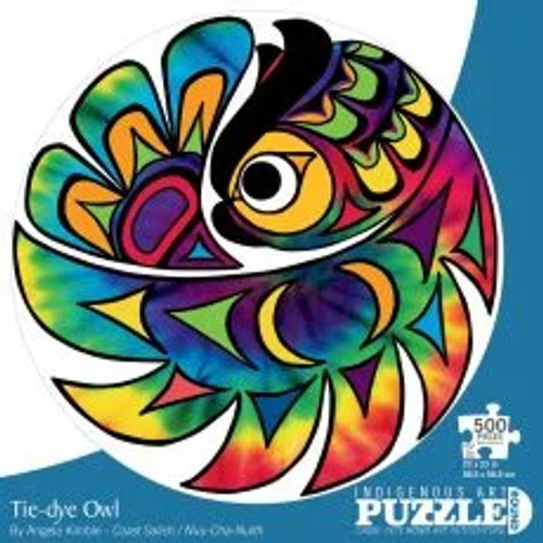 Round Art Puzzle: Tie-dye Owl