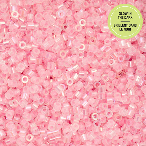 11/0 Glow in Dark AB - Pink 25g Bag
