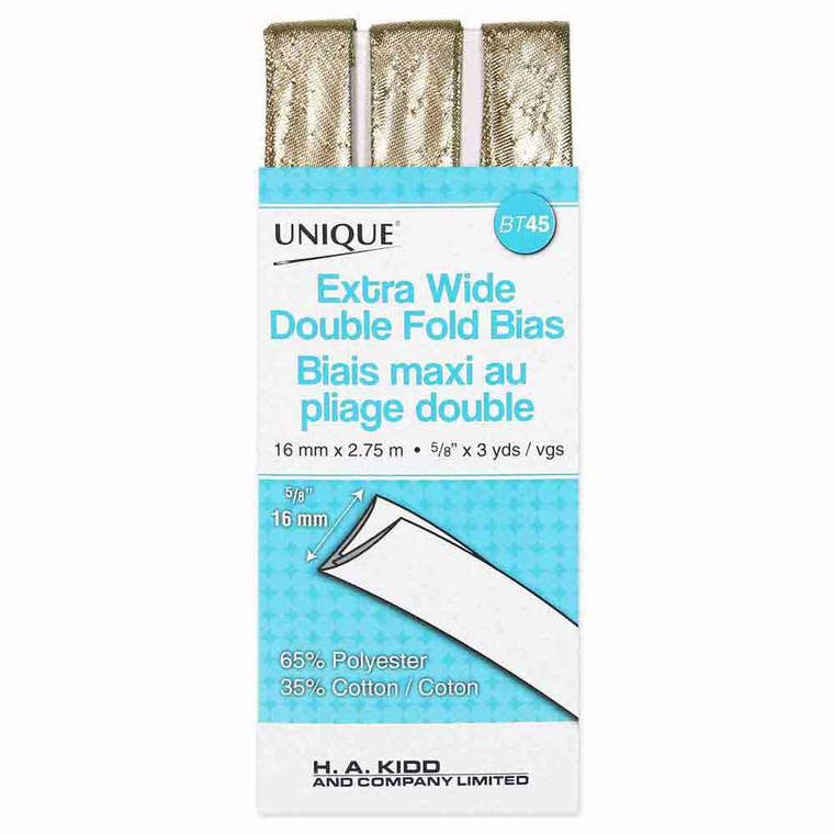Extra Wide Double Fold Bias Tape - Metallic Gold