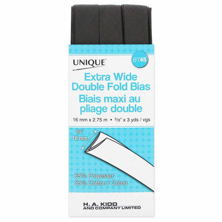 Extra Wide Double Fold Bias Tape - Dark Grey