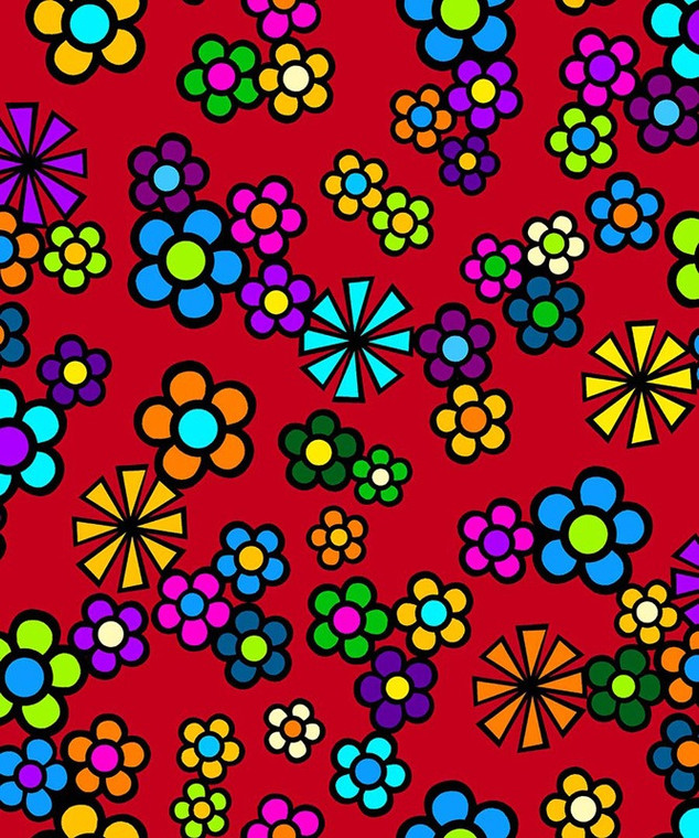 Kevin L. Pee-ace - Yellowquill Floral Packed - Red