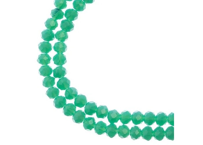 Crystal Lane DIY - Rondelle 3x4mm 2 Strand 7in - Opaque Turquoise Green