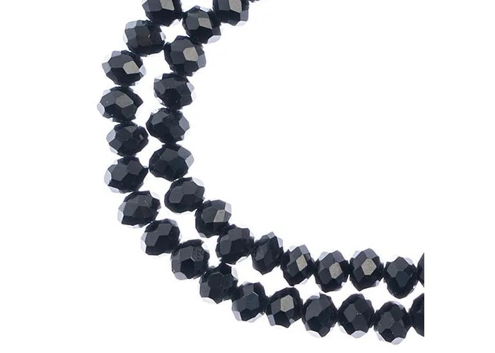 Crystal Lane DIY - Rondelle 4x6mm 2 Strand 7in - Opaque Black