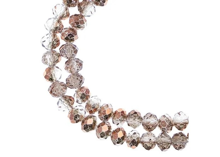 Crystal Lane DIY - Rondelle 4x6mm 2 Strand 7in - Transparent Crystal w Half Copper Iris