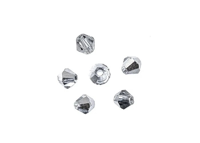 Crystal Lane DIY - Bicone 4mm 2 Strand 7in - Transparent Half Silver Iris