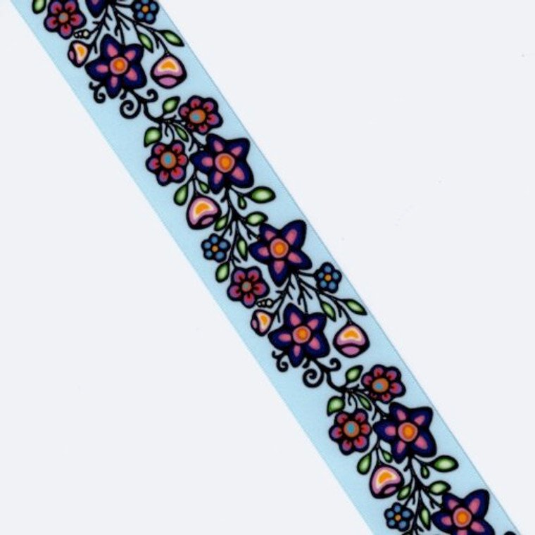 Jackie Traverse - Ojibway Florals Ribbon - Sky