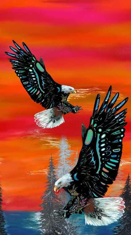 Karen Erickson - Free Spirit Eagle - Single Border - Orange