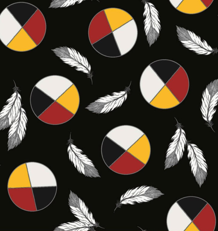 Jessica Somers - 7 Grandfathers - Allover Medicine Wheel - Black