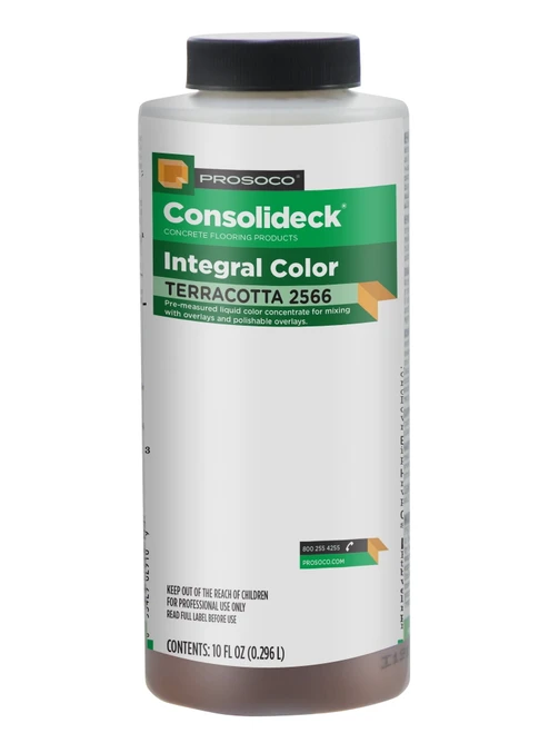 PROSOCO Consolideck Integral Color 10 oz canister; example bottle shows Terracotta 2566, listing is Light Gray 2559 in a case of six