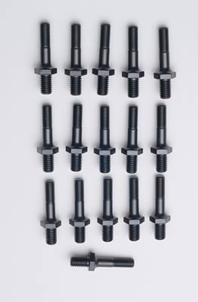 Rocker Arm Stud, Hi-Tech, 7/16-14 in Base Thread, 3/8-24 in Top Thread, 1.750 in Effective Stud Length, Steel, Black Oxide, Universal, Set of