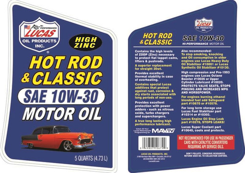 Lucas Hot Rod and Classic Car Motor Oil, 5qt Jug- 10679