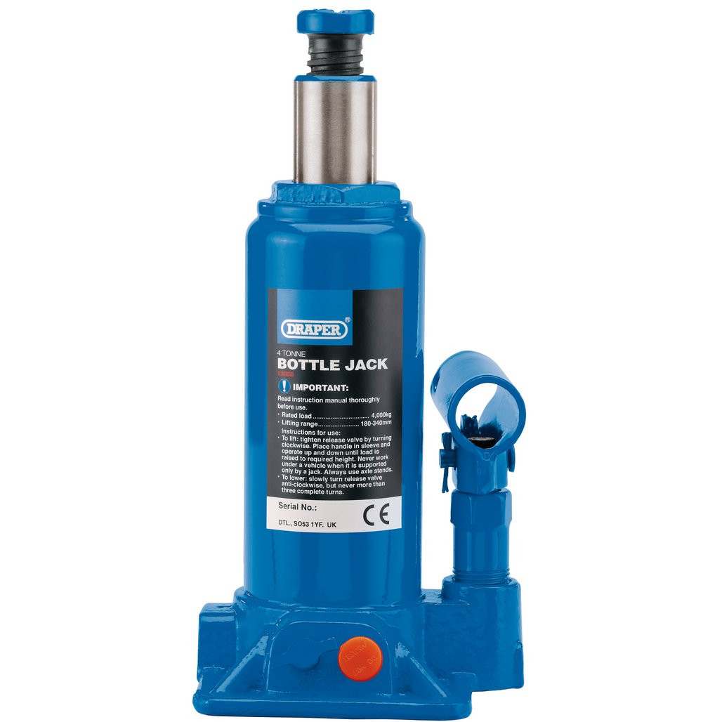Hydraulic Bottle Jack, 4 Tonne (13066) | Draper Tools