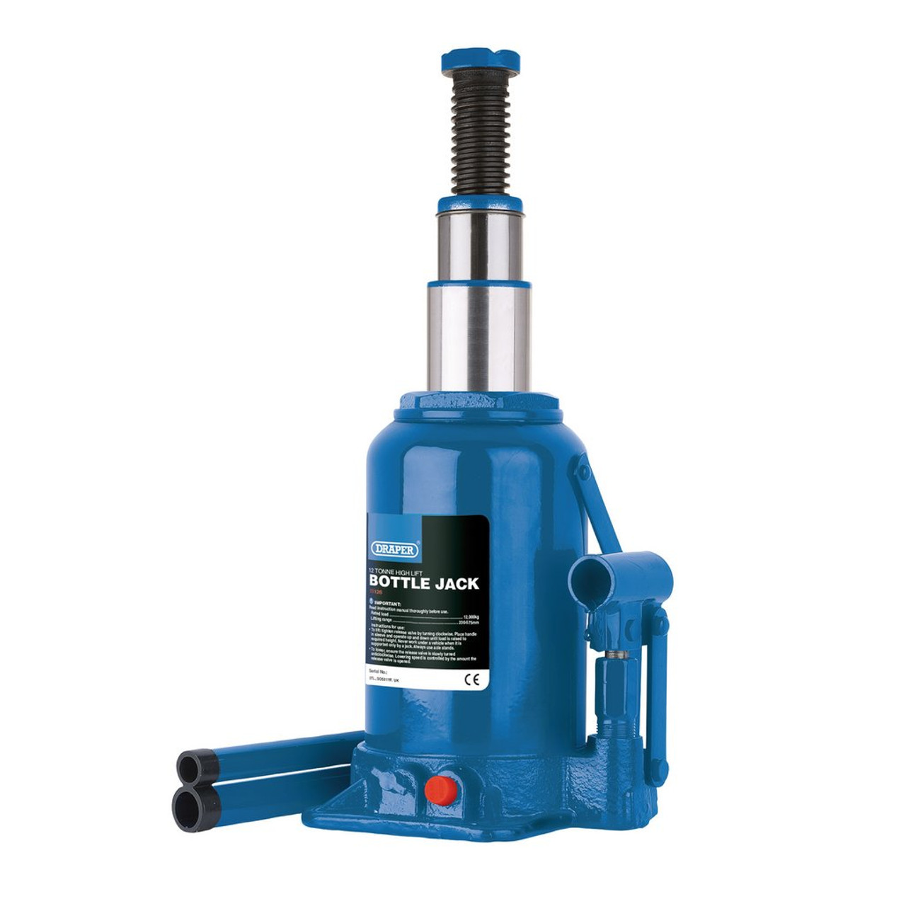 High Lift Hydraulic Bottle Jack, 12 Tonne (13126) | Draper Tools