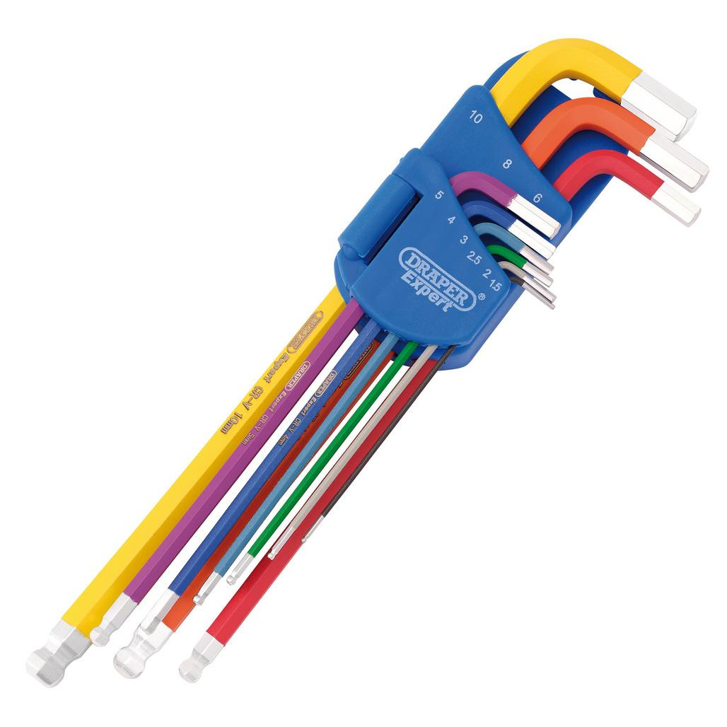 Draper Expert Metric Extra Long Hex. and Ball End Key Set, Colour