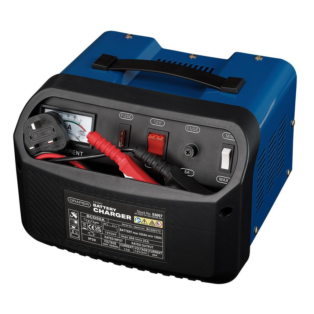 12/24V Battery Charger, 25 - 30A (53007) | Draper Tools