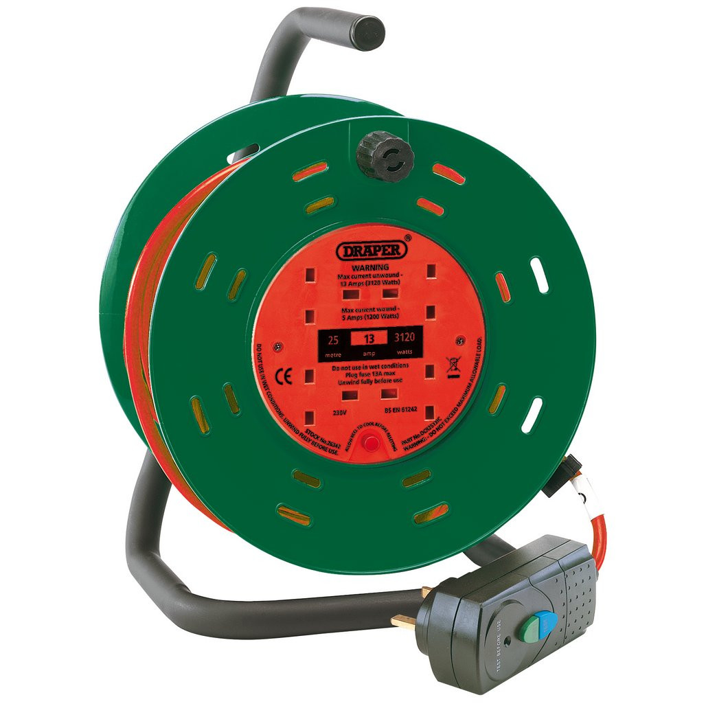 230V Four Socket Garden Cable Reel with 