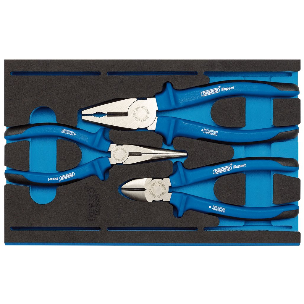 Draper Expert Heavy Duty Plier Set in 1/4 Drawer EVA Insert Tray