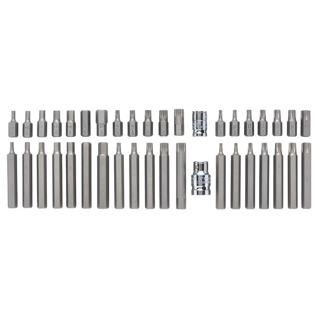 BlueSpot 40-Piece Torx Star Spline Hex Socket Bit Set – 3/8 & 1/2 Inch Drive, 01517