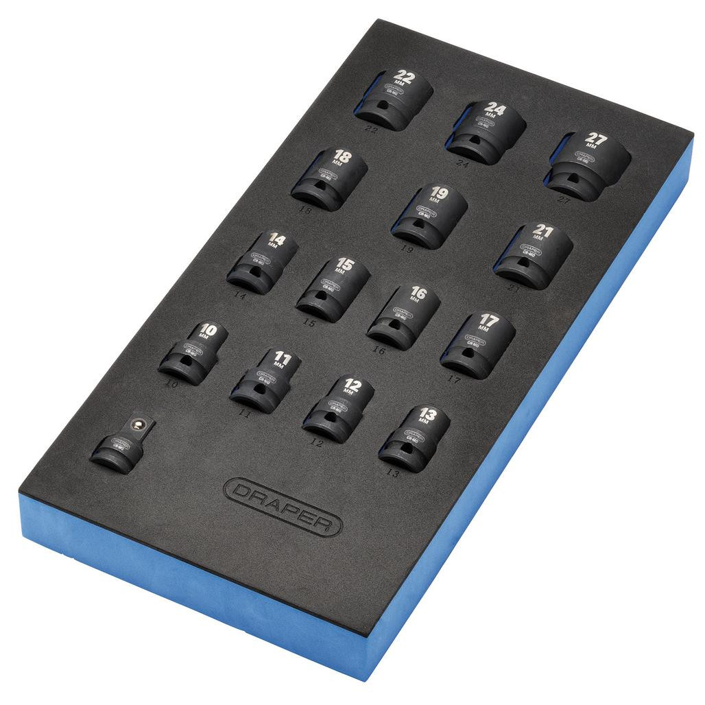 Impact Socket Set in 1/4 Drawer EVA Insert Tray, 1/2