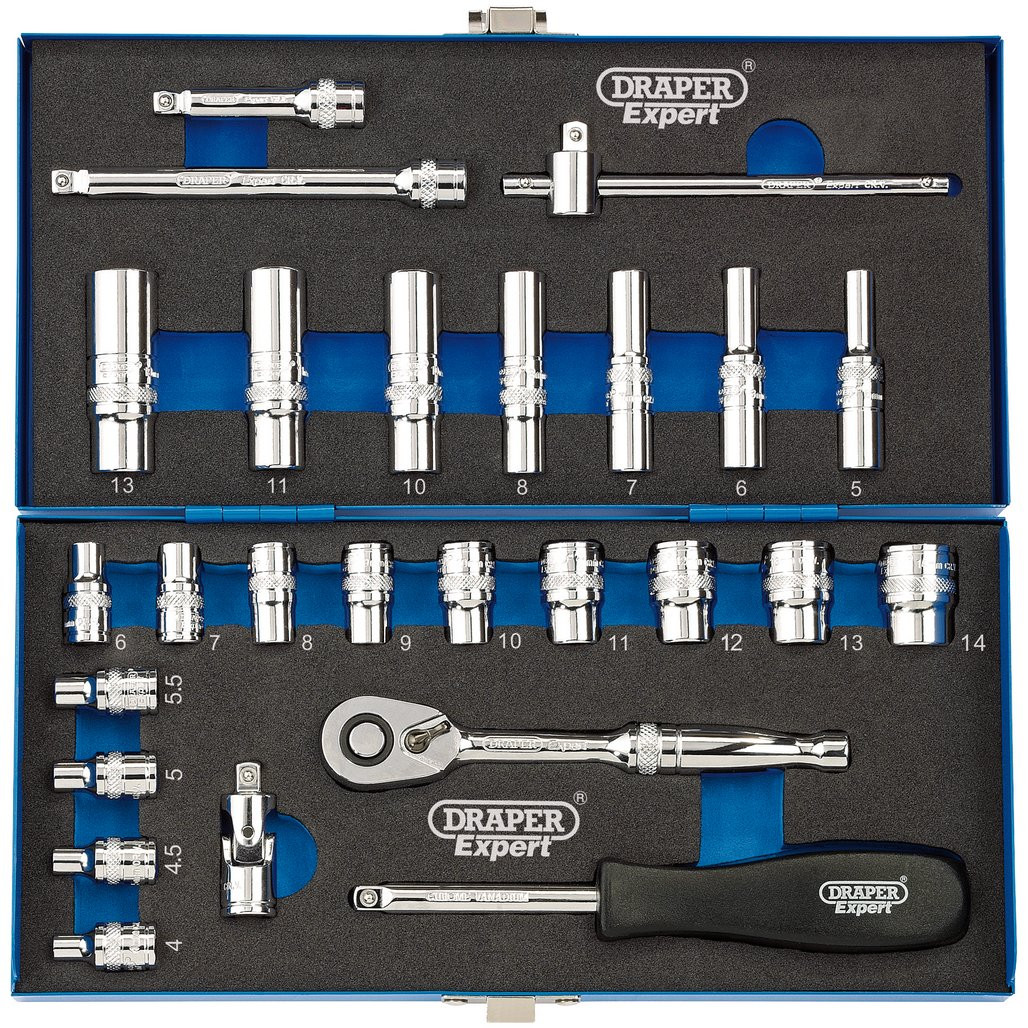 Draper Expert Metric Socket Set, 1/4
