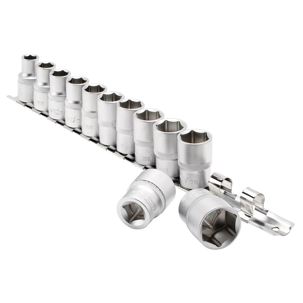 Socket Set on Metal Rail, 1/2