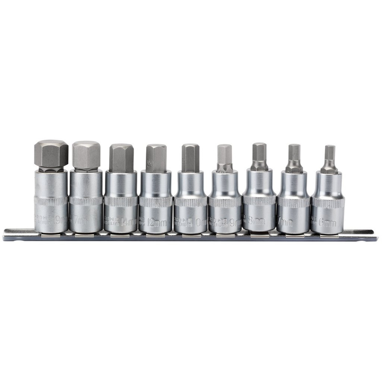 9 pc 1/2 in. dr Metric Hex Bit Socket Set