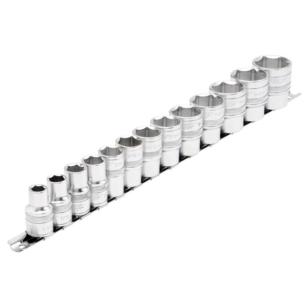 DRAPER 51pc. ソケットセット Imperial Socket on a Metal Rail, 1/2