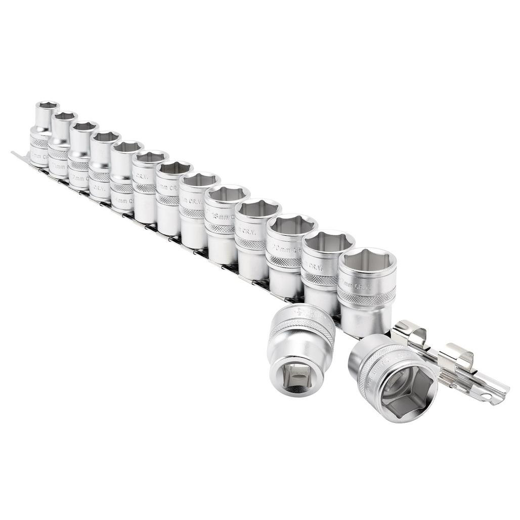Draper Expert Metric Socket Set on a Metal Rail, 1/2