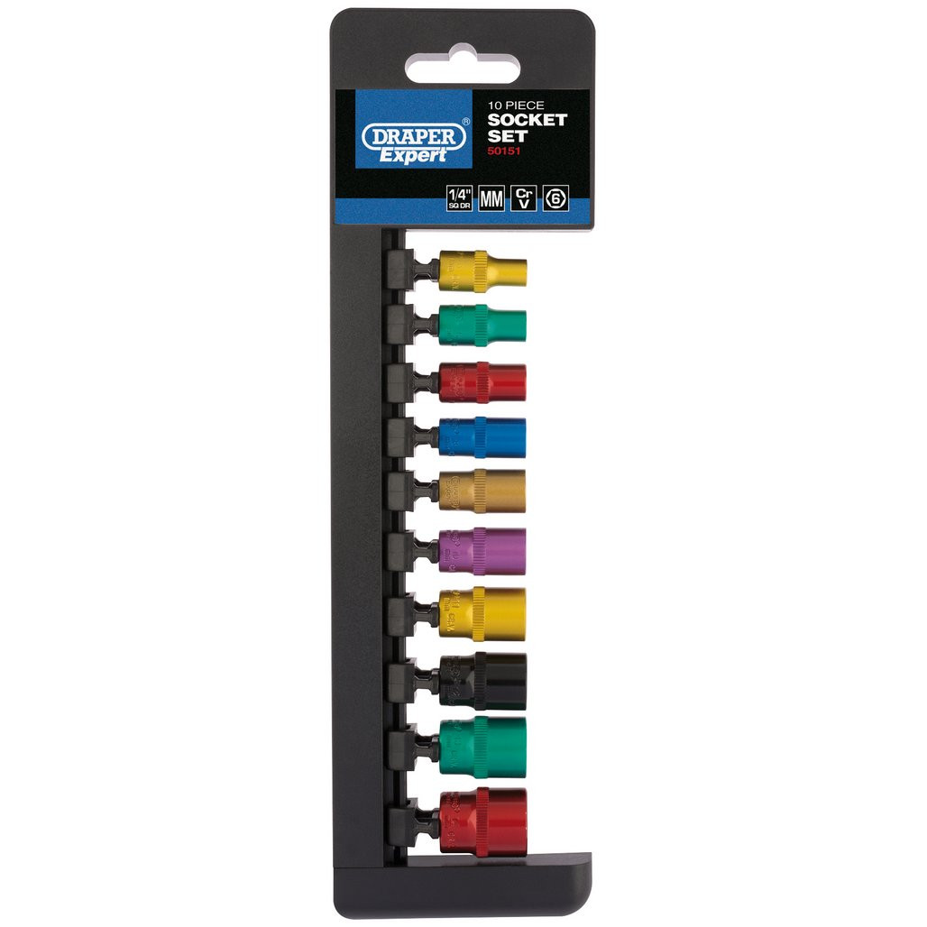 Draper Expert Metric Coloured Socket Set, 1/4