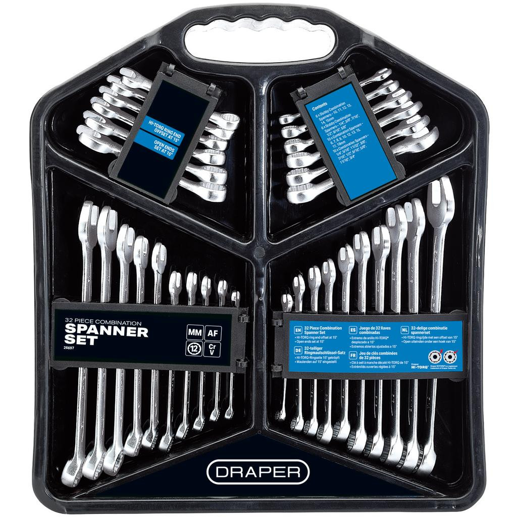 Draper HI-TORQ® Four Combination Spanner Sets (32 Piece) (26697