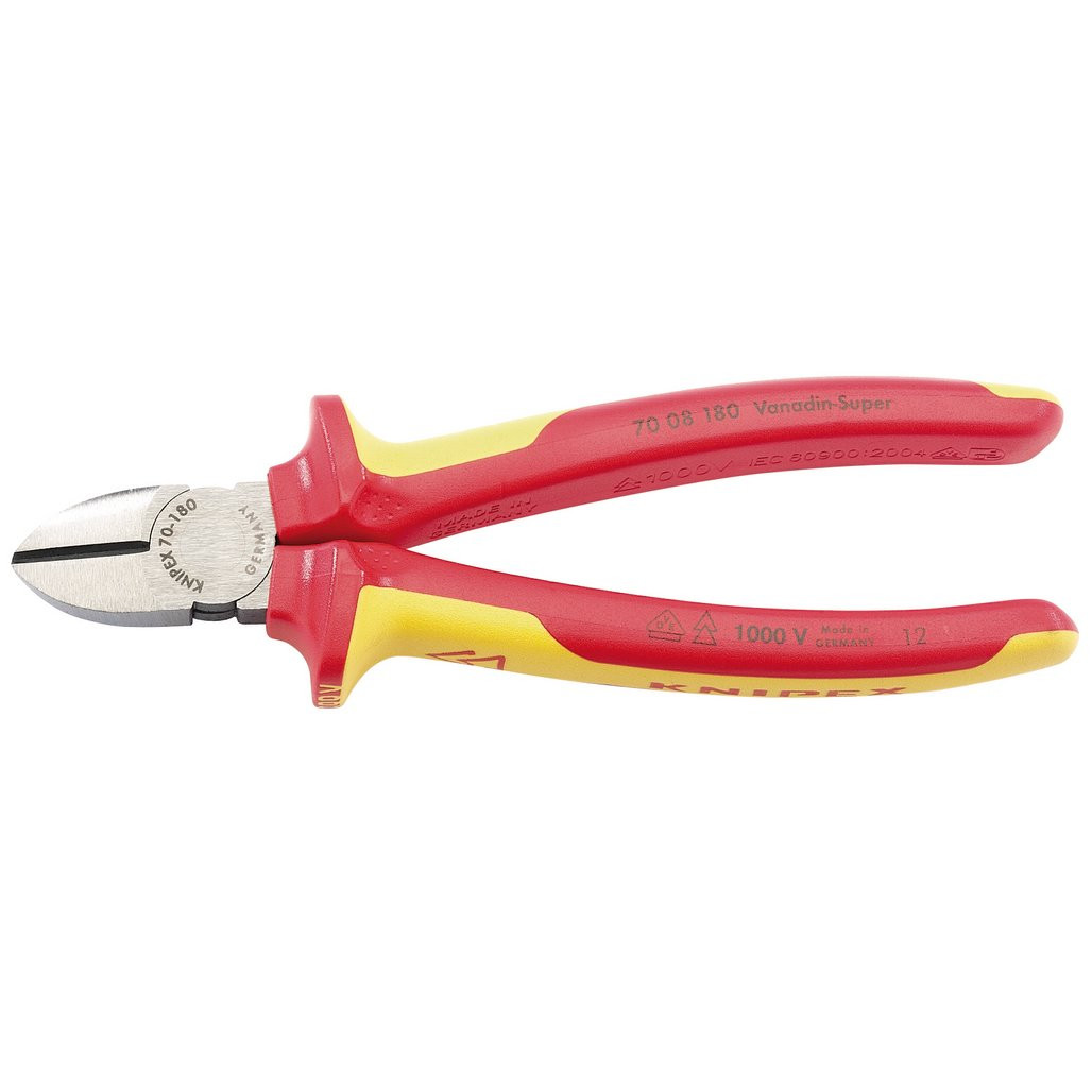 KNIPEX 70 08 180UKSBE VDE Diagonal Cutter, 180mm (32021) | Draper