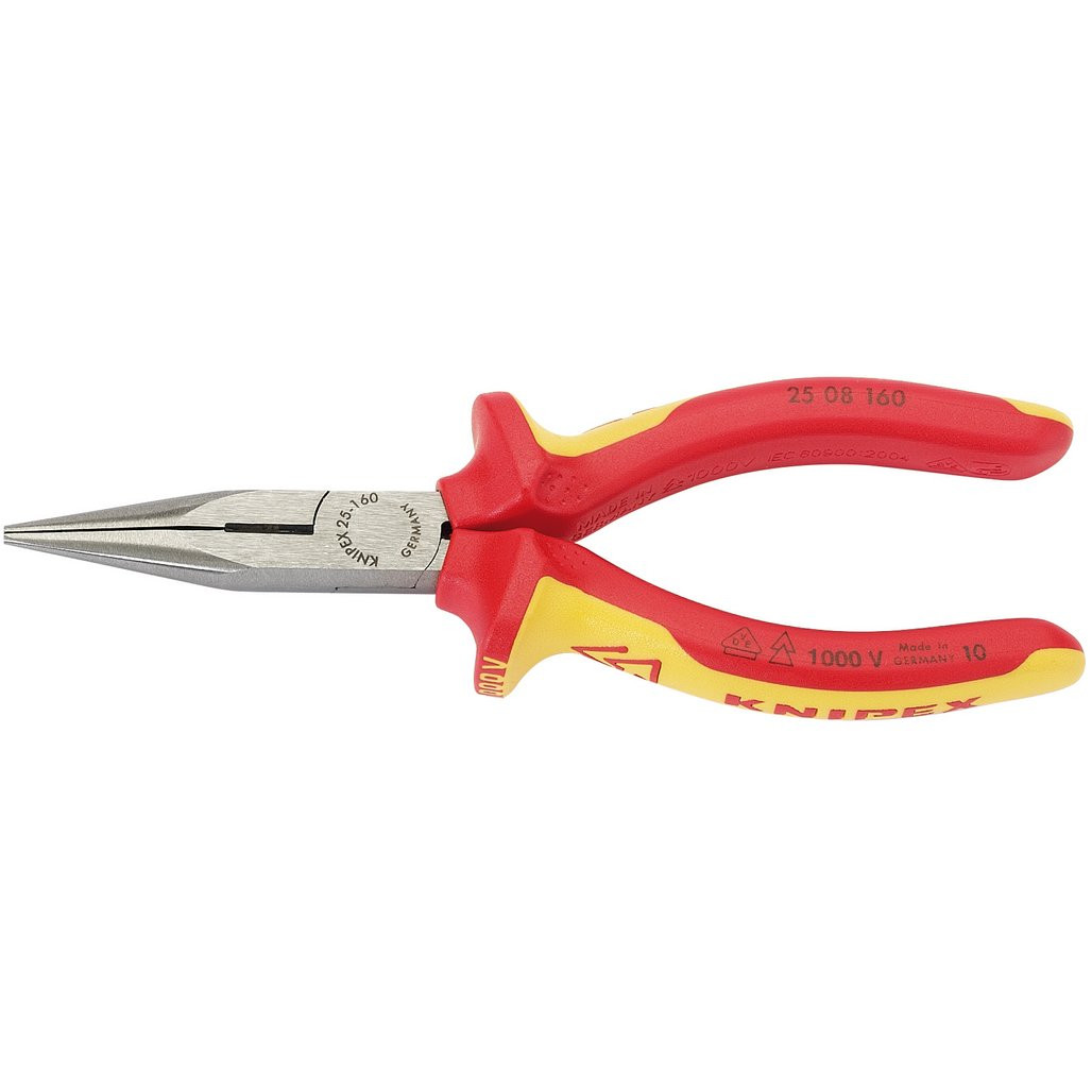 pippi .・ KNIPEX 25 08 160UKSBE VDE Fully Insulated Long Nose Pliers, 160mm
