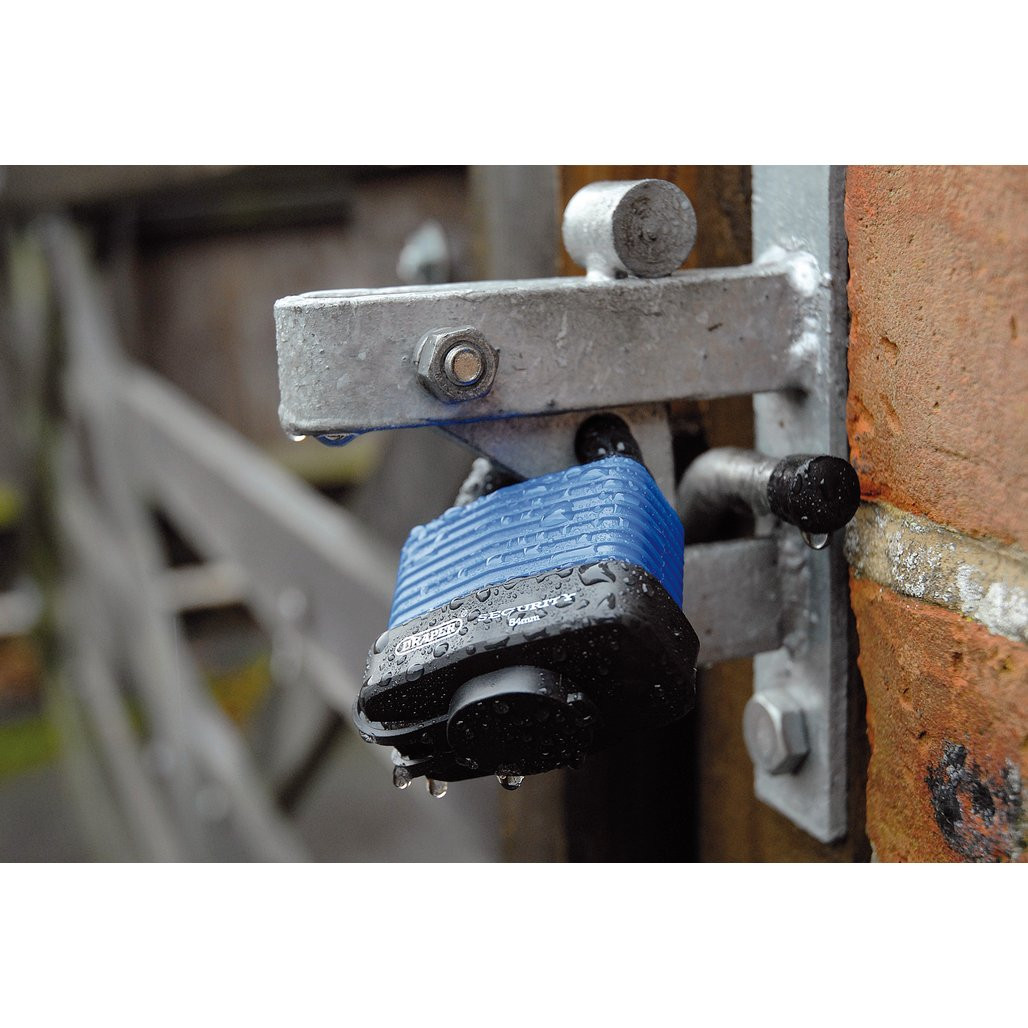 Draper 50mm Solid Brass Padlock And 2 Keys With Mushroom Pin Tumblers Hardened Steel Shackle And Bumper 64162