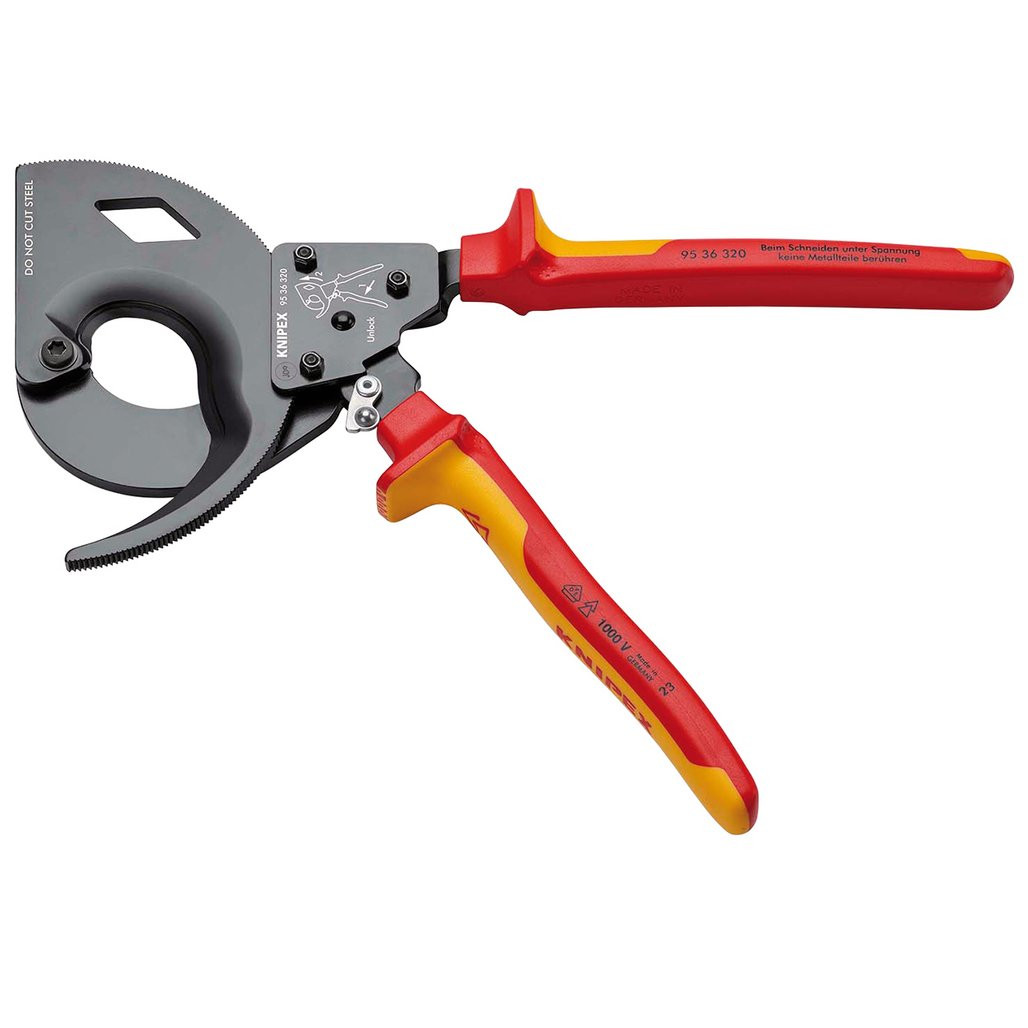 KNIPEX 95 36 320 Cable Cutter (ratchet principle, 3-stage