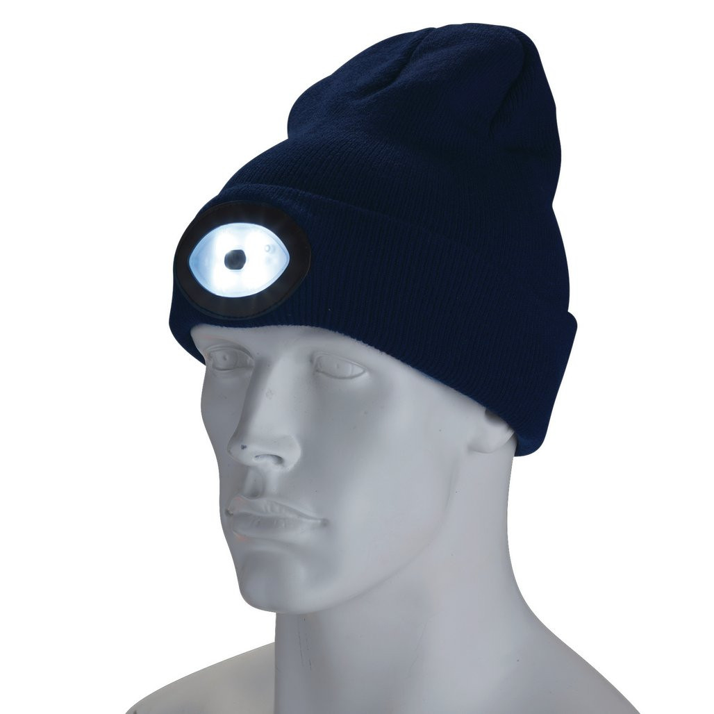 Beanie Hat with Rechargeable Torch, One Size, 1W, 100 Lumens, Navy