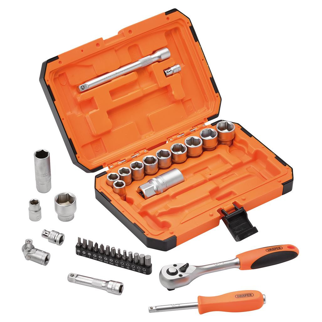 Draper 41686 Hi-Torq Vierkant-Stecknüsse-Set – 1/2 Zoll Antrieb, 4-teilig