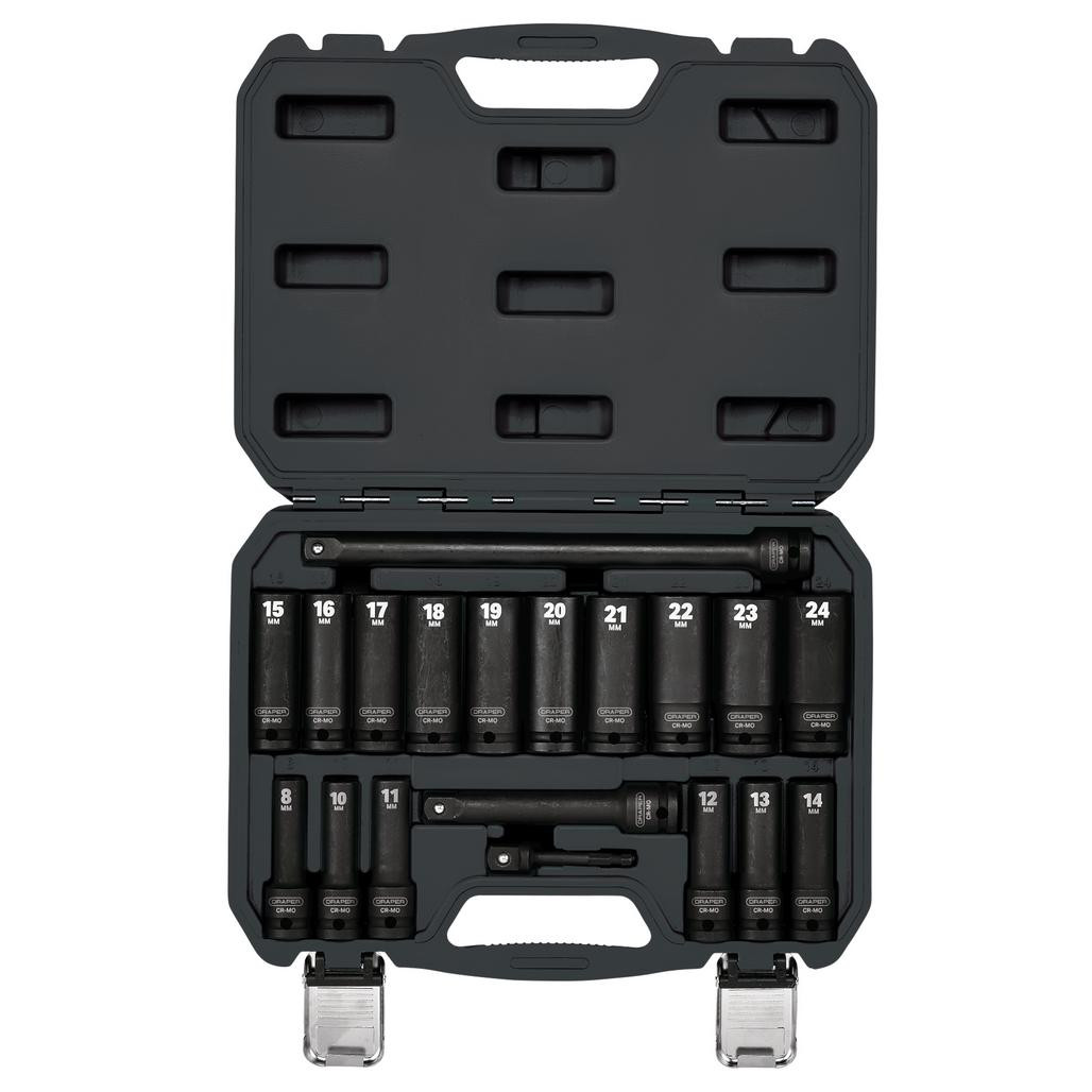 Draper HI-TORQ® Metric Deep Impact Socket Set, 1/2