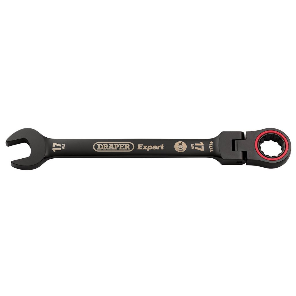 Draper Expert HI-TORQ Ratschenringschlüssel 17 Mm - Flexibler Kopf, 100-Zahn-Ratsche Für Enge Stellen