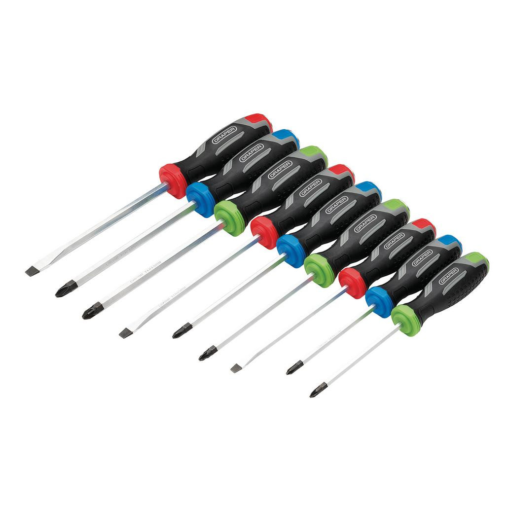 Pound Thru Soft Grip Screwdriver Set (9 Piece) (13487) | Draper Tools