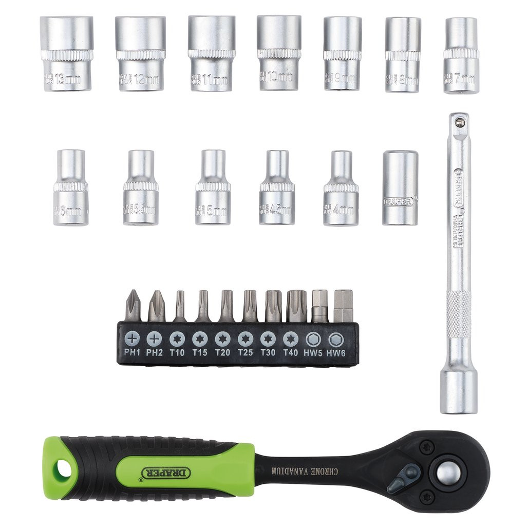 thumbnail image 2 of Draper HI-TORQ® 1/4 Drive Socket & Bit Set – 47 Piece, Chrome Vanadium, 6 Point, Satin Finish, Made In UK 2 of 5