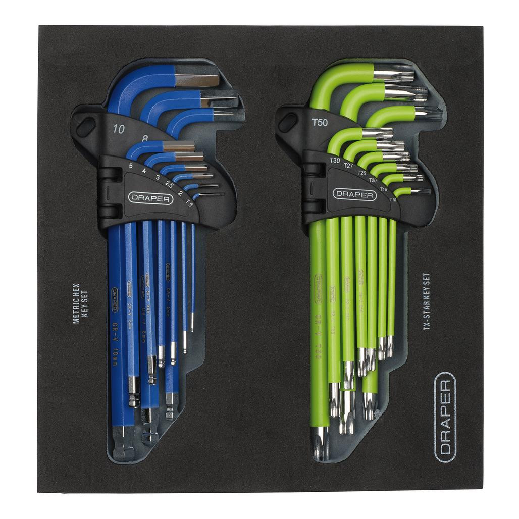 Draper TX-STAR® Metric Ball End Hex Key Sets in Storage Tray (18 Piece ...