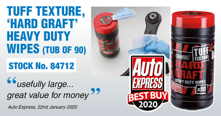 Auto Express Magazine Best Buy - Draper Tuff Texture Hard Graft Heavy Duty Wipes, Stock No.84712