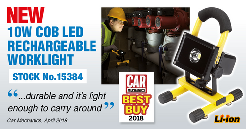 Car Mechanics Magazine - Draper 10W COB LED Rechargeable Worklight (600 Lumen), Stock No.15384