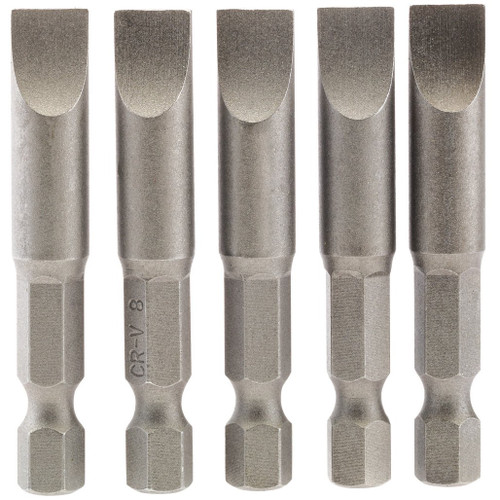 Plain Slot Insert Bit, 8mm, 1/4" Hex, 50mm Long (Pack of 5) - 64280_50PS-5-B.jpg