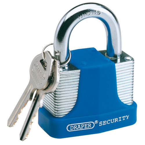 Laminated Steel Padlock and 2 Keys with Hardened Steel Shackle and Bumper, 65mm - 64183_8308.jpg