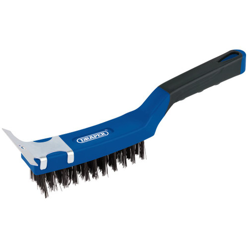 4 Row Carbon Steel Wire Scratch Brush with Scraper, 285mm - 17182_WBSC10.jpg